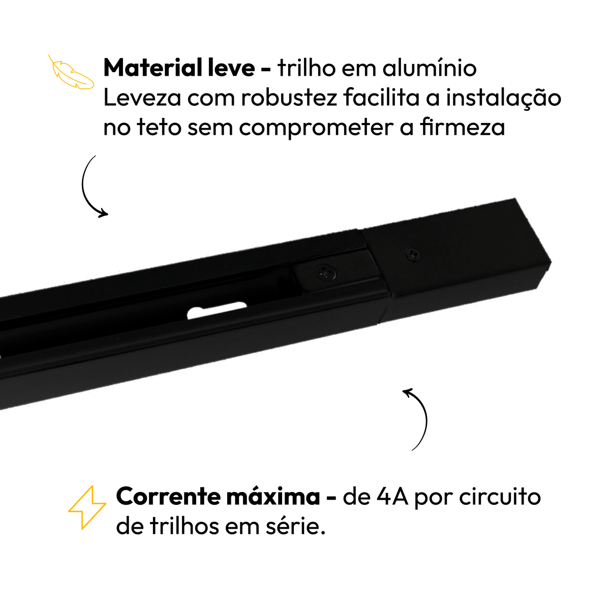 Trilho Eletrificado 1 Metro Versalles T1 Preto Alumínio Alut - ALUT